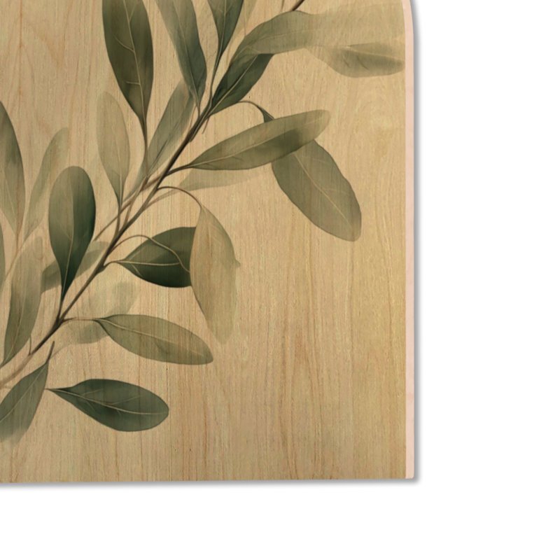 Doux branche d'olivier I - verdure, art mural en bois arqué, H 24 po x l 18 po, Arch