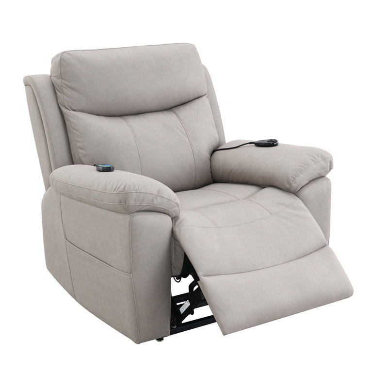 Fauteuil inclinable électrique poli en microfibre, Gris clair