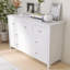 Commode double 7 tiroirs en bois massif blanc pour la chambre à coucher et le salon