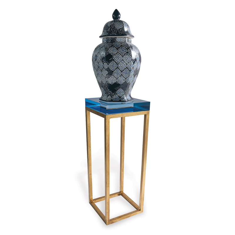 Drake Lucite table, Blue, Gold