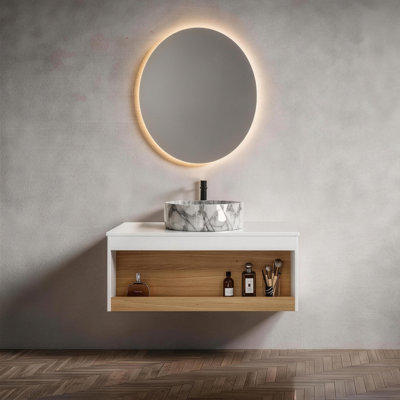 Ensemble de meuble-lavabo flottant 36 po avec lavabo vasque en céramique Reagan