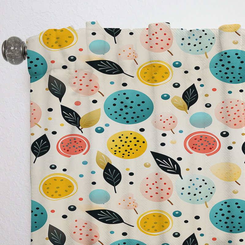 Rideau obscurcissant Mid-Century à motif de fruits pastel III - 1 panneau, L 52 po x L 90 po