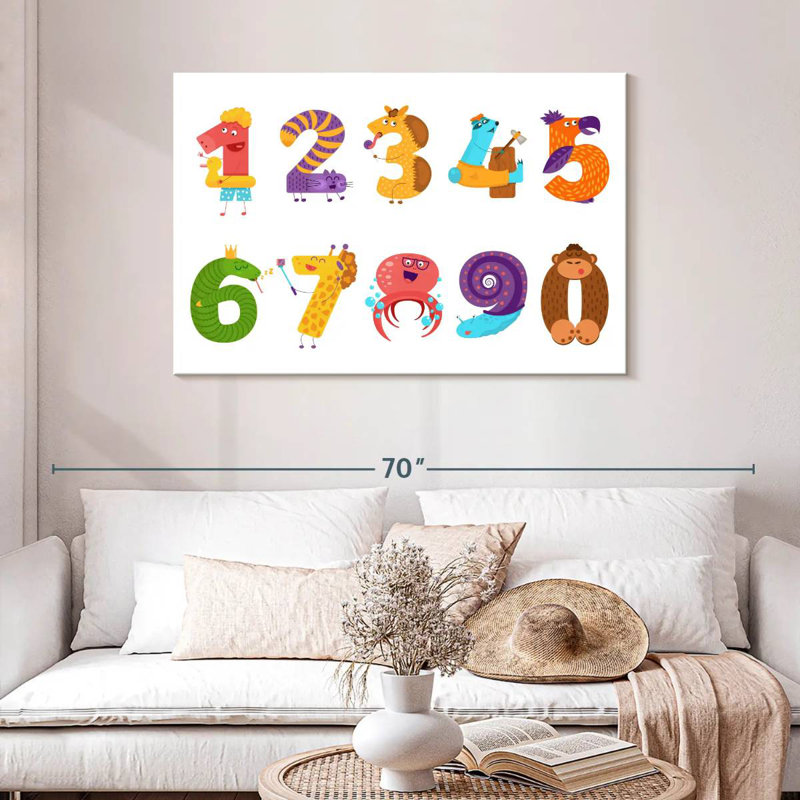Ashelle, typographie des nombres d'animaux, H 30 po x l 45 po