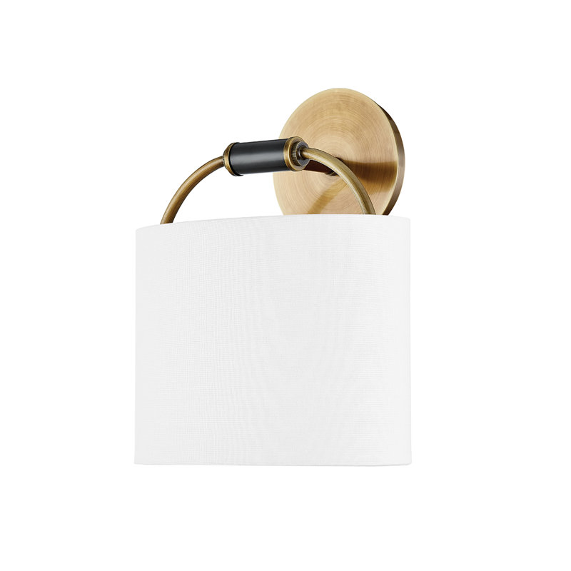 Pete 1 Light Wall Sconce, Ivory, Patina Brass