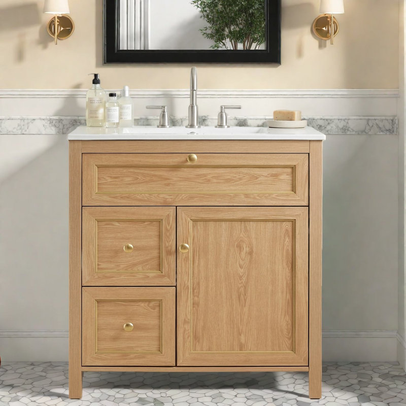 Meuble-lavabo et lavabo avec rangement, meuble-lavabo moderne en bois aggloméré de 30 po