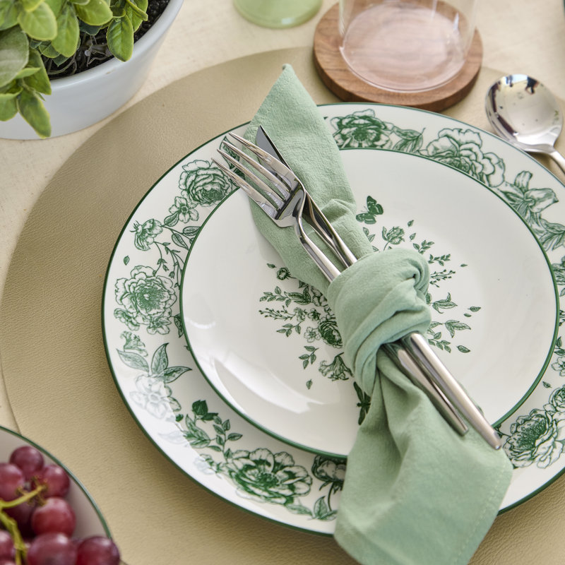 Stone Lain Esme 24-Piece Dinnerware Set Porcelain, Green