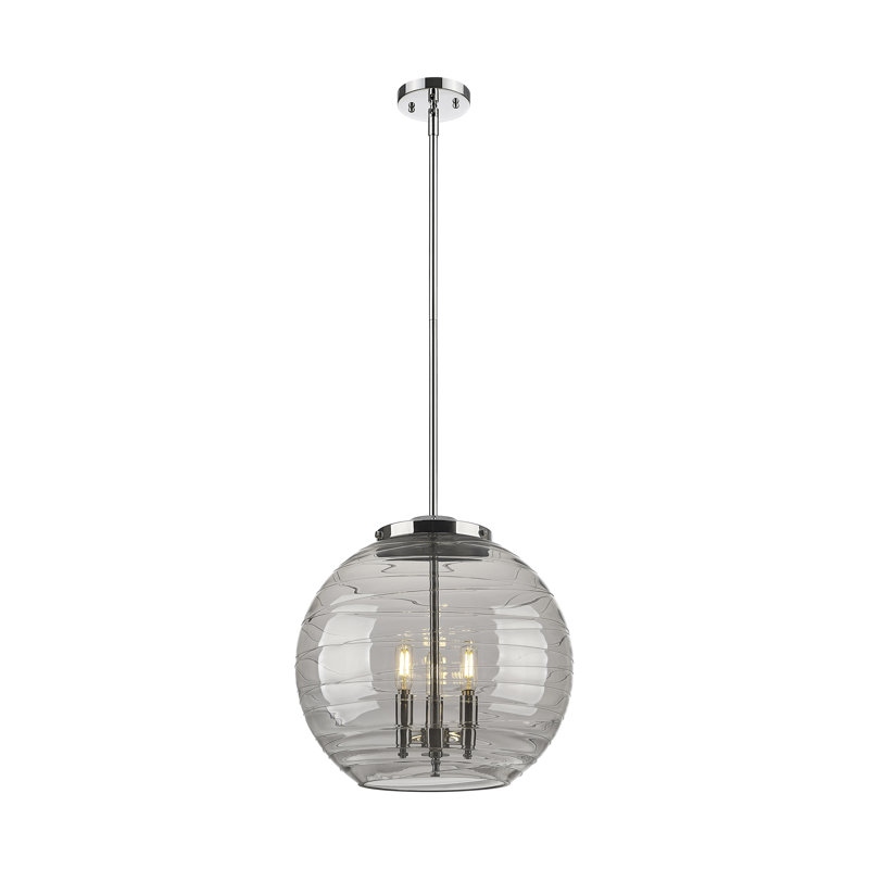 Luminaire suspendu 3 lumières Christly, H 17,13 po x l 15,75 po x P 15,75 po, Argent, Transparent