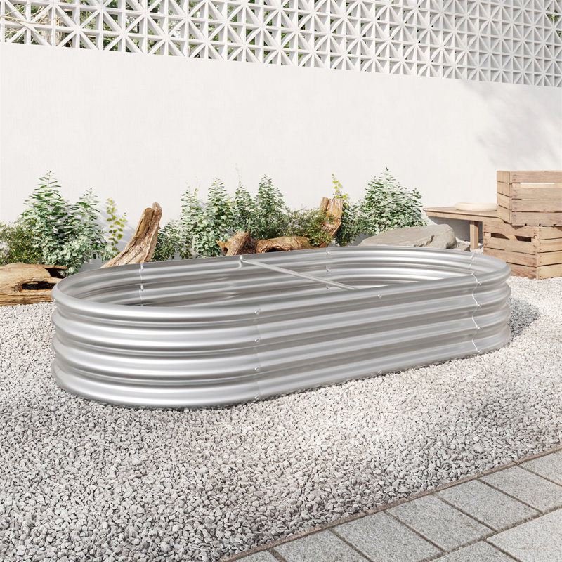 2Pcs Galvanized Raised Garden Bed Kit for Vegetables, Flowers & Herbs, Easy Assembly, Rust-Resistant, Heavy Duty