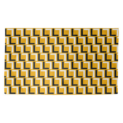 Tapis géométrique jaune / noir / blanc
