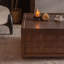 Table basse Farmhouse avec rangement, grande table basse carrée pour le salon, brun