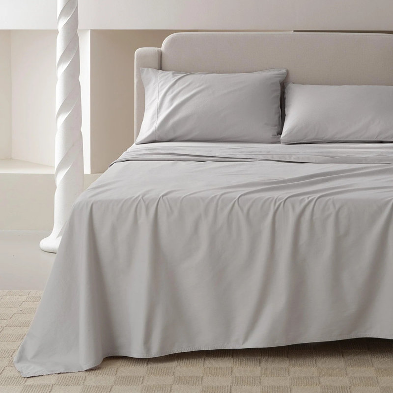 Ensemble de draps 100% coton double point, Ensemble de draps pour très grand lit avec 2 taie, Ciel d'hiver