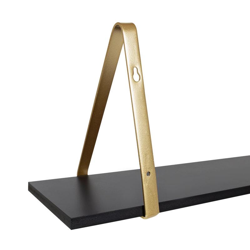 Tablette de support en sapin Mcmartin, Noir / or, H 8,27 po x l 27,50 po x P 6,89 po