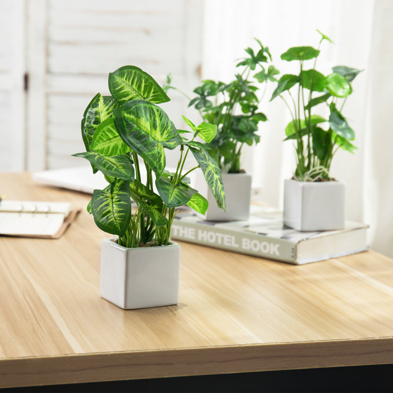 9.84'' Faux Plant in Cement Pot