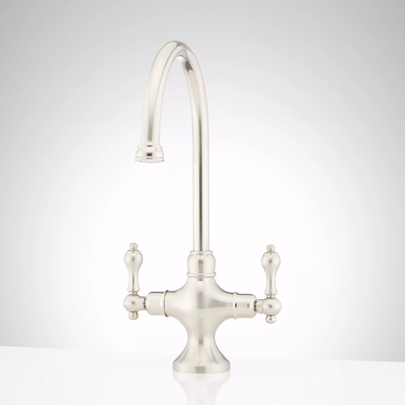 Isabel Double Handle Single Hole Bar and Kitchen Faucet, Brushed Nickel