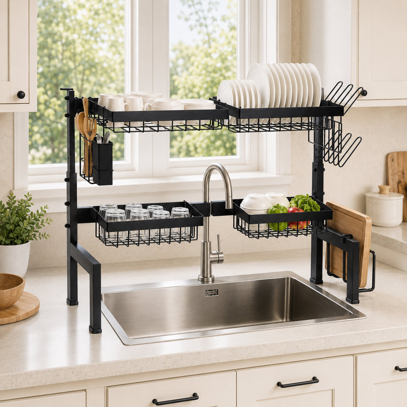 Séchoir à vaisselle extensible avec hauteur réglable