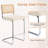 Marlow Upholstered 26" Linen Counter Stool with Rattan Cane Back and Metal Frame-572513153-595419764