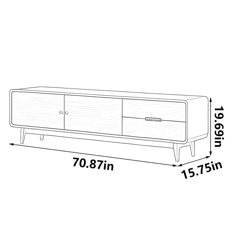 All solid wood high appearance level TV cabinet, 70.87"