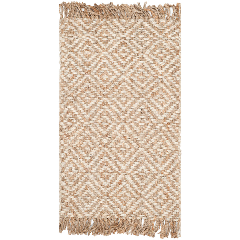 Jakwan Geometric Handmade Flatweave Jute/Sisal Natural/Ivory Area Rug, Rectangle 8' x 10'