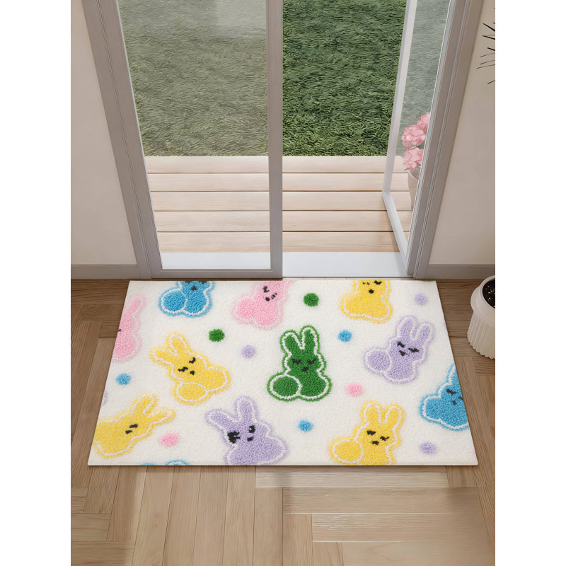 Tapis de bain Pastel Bunny Marshmallow, antidérapant, pour salle de bain et cuisine, 32 po x 20 po