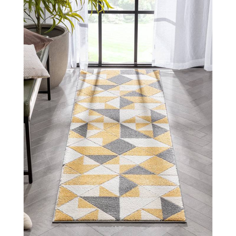 Leona Geometric Synthetic Area Rug, Runner 67 x 220cm