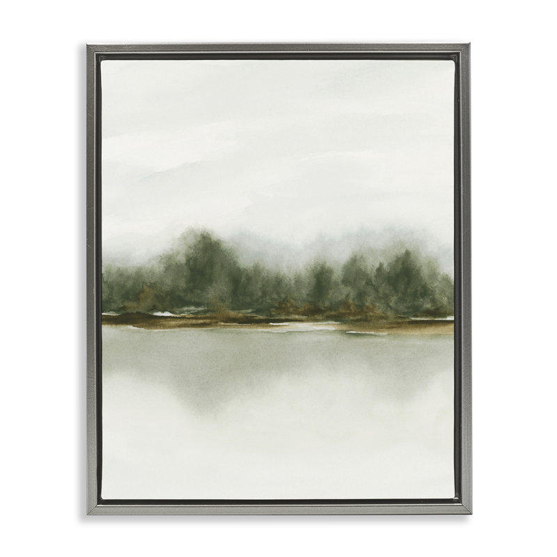 Cadre flottant abstrait vert embrassant, design par 1x, Cadre flottant gris lustré, H 21 po x l 17 po