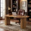 Table de conférence ovale moderne de 200 cm (79 pouces) pour 8 personnes, table de bureau en bois à double piétement, grande table à manger pour la maison et les entreprises-1270768173