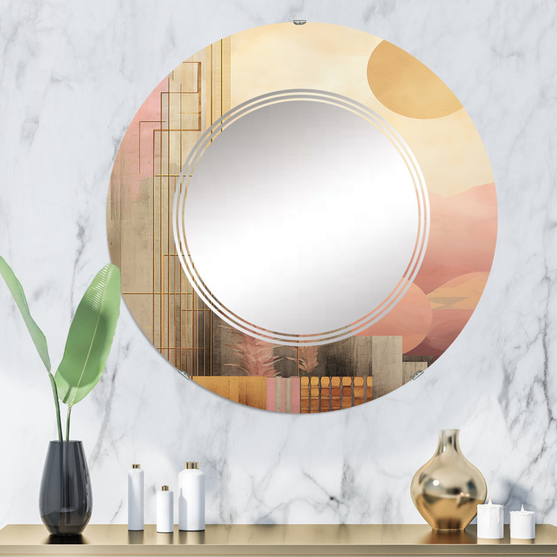 Echarkia - Miroir mural moderne rond, 32 po x 32 po