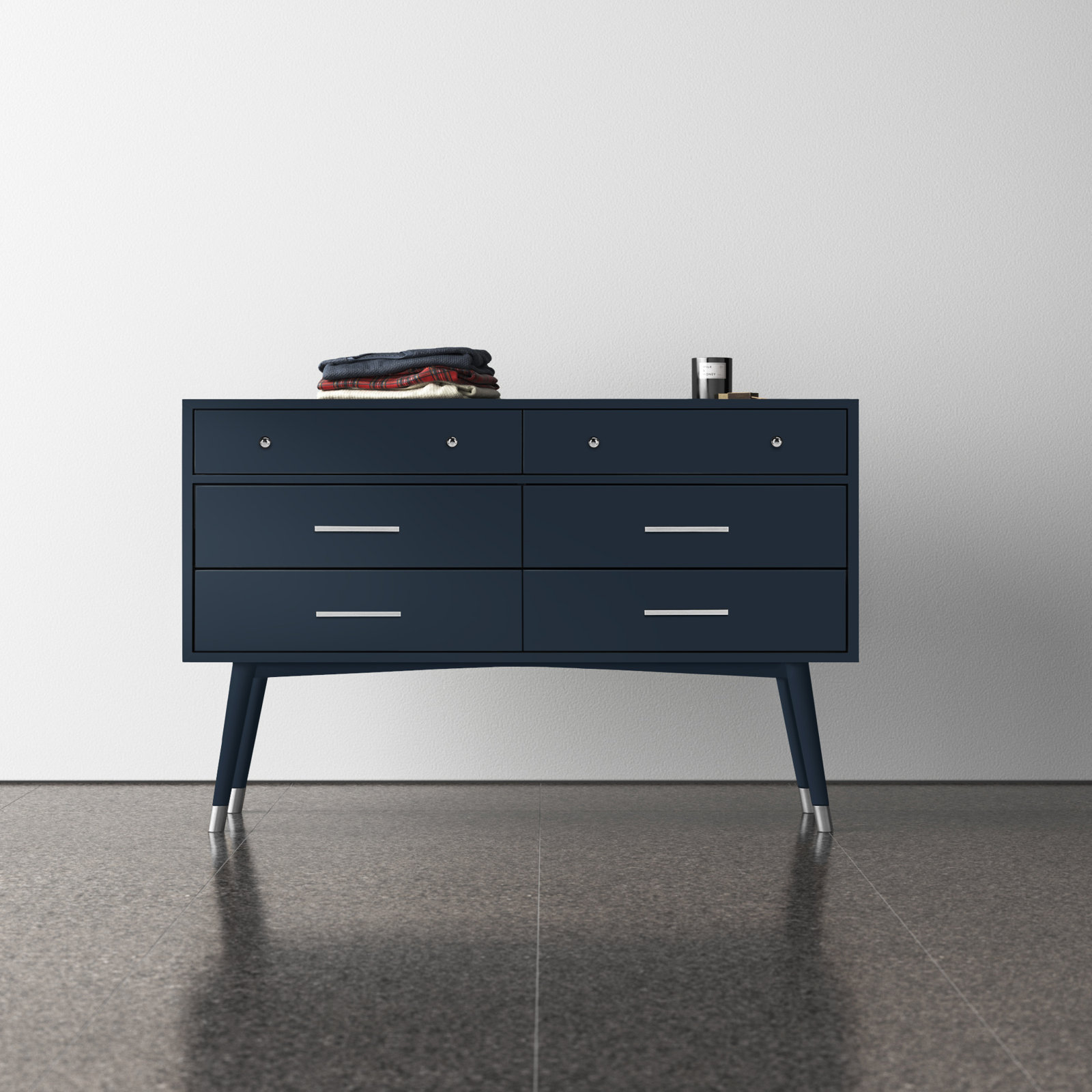 Samuel 6 - Drawer Double Dresser, Navy/Silver