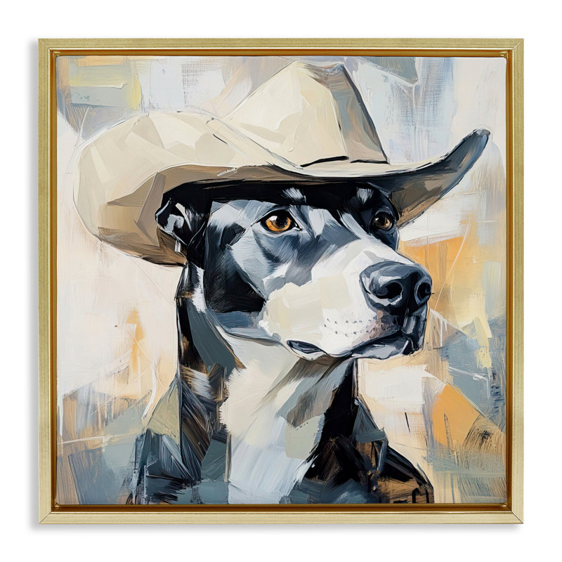 Cadre flottant de chapeau de cowboy Député, créé par Tina LeCour, Cadre flottant métallique doré, H 18 po x l 18 po