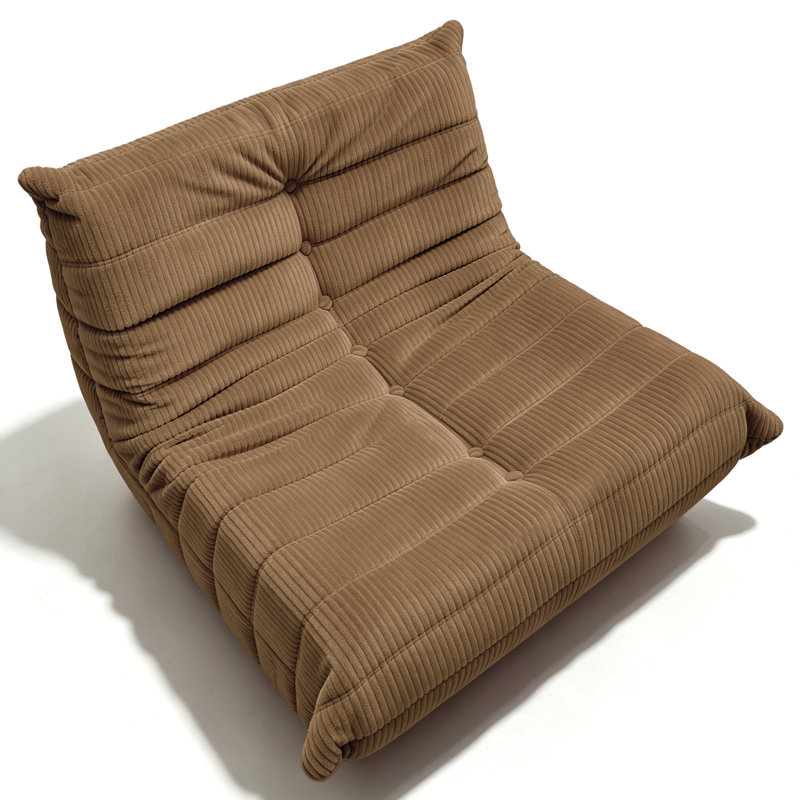 Armless Lazy Sofa Bean Bag Floor Chair - Soft Corduroy Upholstery - Fun Design for Living Room, Brown Corduroy
