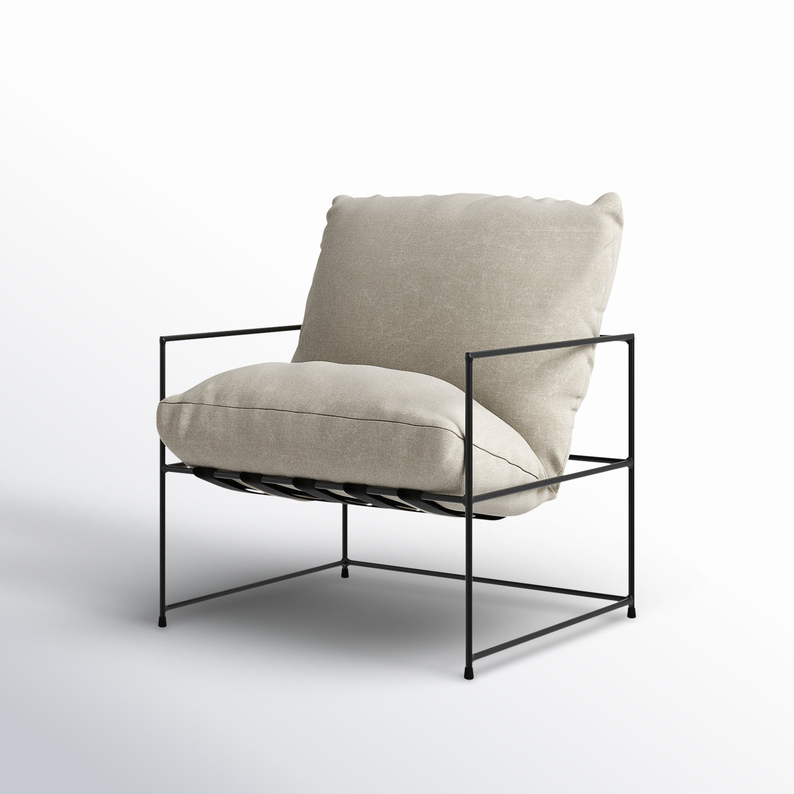 Danita Upholstered Armchair, Washed Beige Performance Canvas