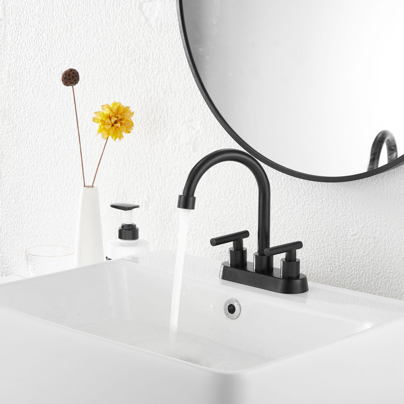 2-handle Bathroom Faucet with Drain Assembly, Black