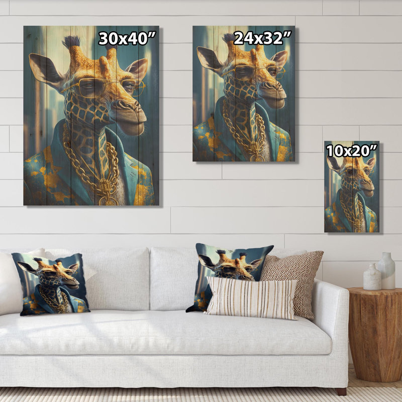 Ignasi Giraffe Ganster - Imprimé, H 40 po x l 30 po x P 1,5 po