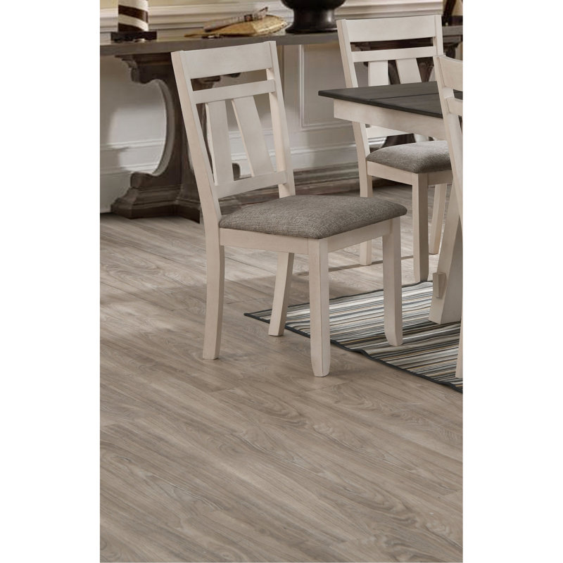 Chaises d'appoint de salle à manger 2 pièces, style chalet transitionnel, siège rembourré gris craie, pieds carrés en bois, mobilier, attrait