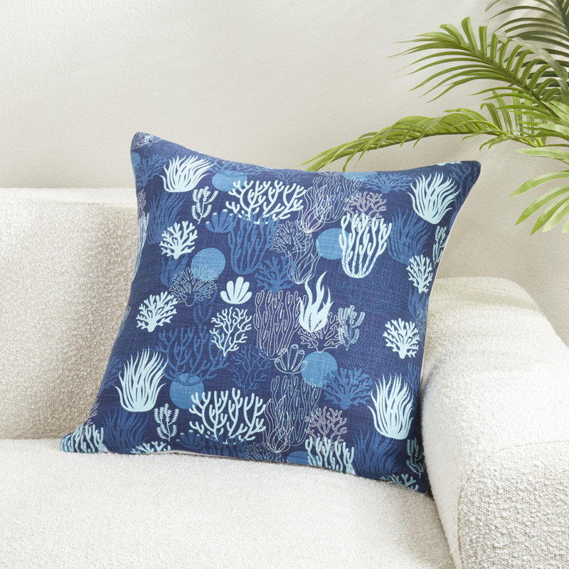 Housse de coussin décoratif en coton bleu marine et marine, H 20 po x l 20 po, Carrée