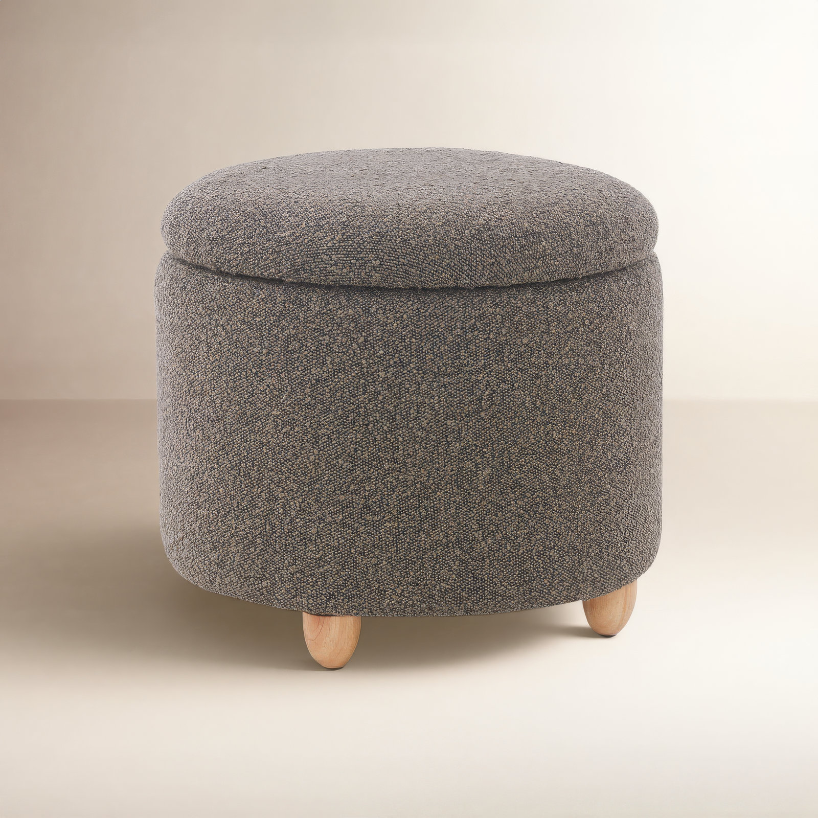 Mancora Upholstered Storage Ottoman, Dark Brown Boucle