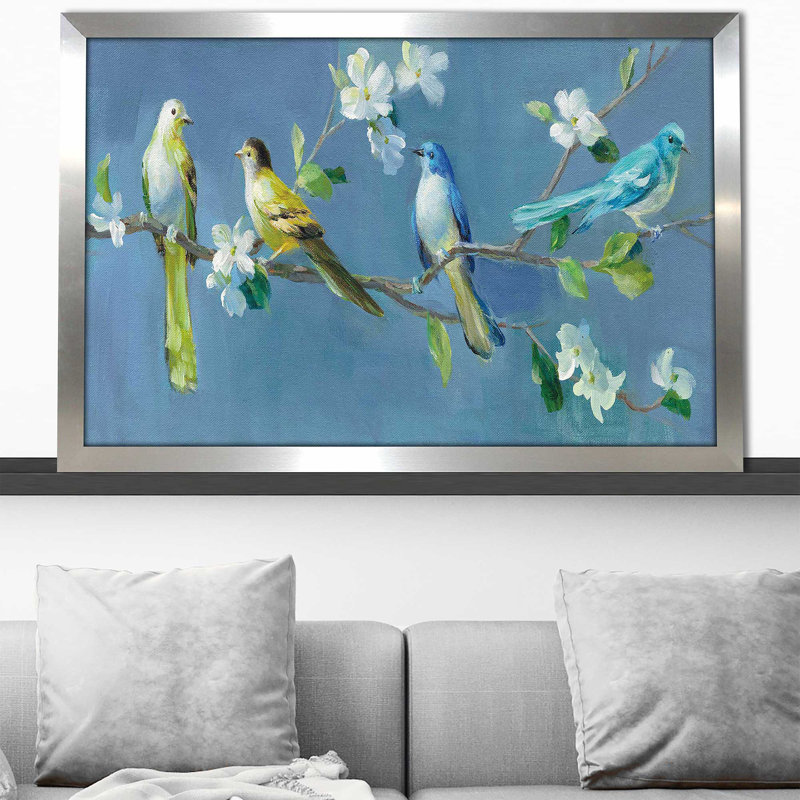 Printemps dans le quartier I - peinture, H 21,5 po x l 27,5 po x P 0,75 po, Encadrement argenté