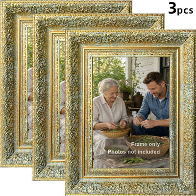 Cadre 3 pièces chaud antique doré pour photos 5 po x 7 po et affichage mural et de table