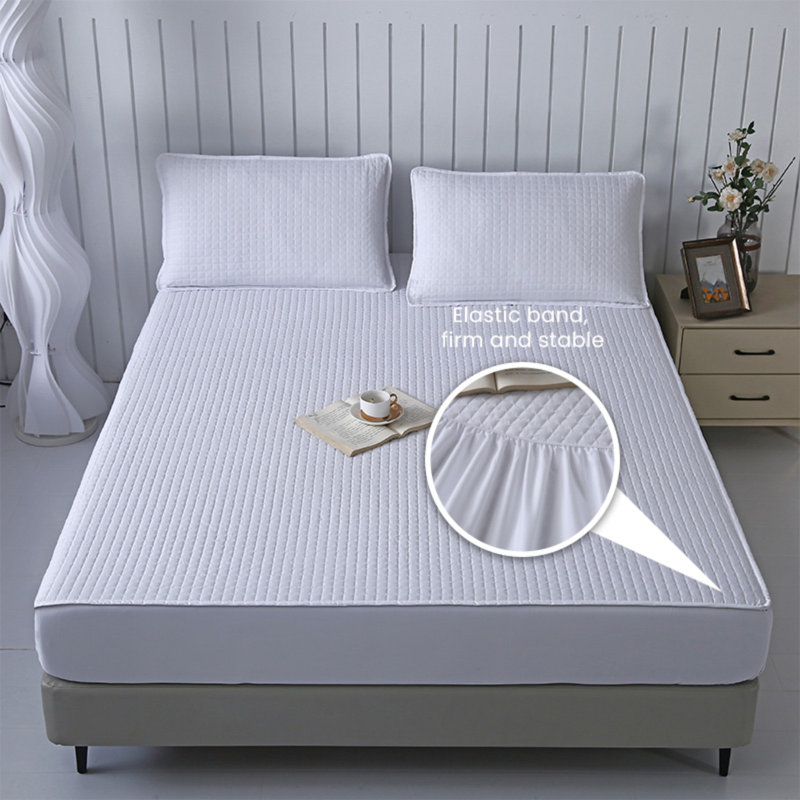 Quilted Fitted Sheet - White - 137×190cm, Full Fitted Sheet, White