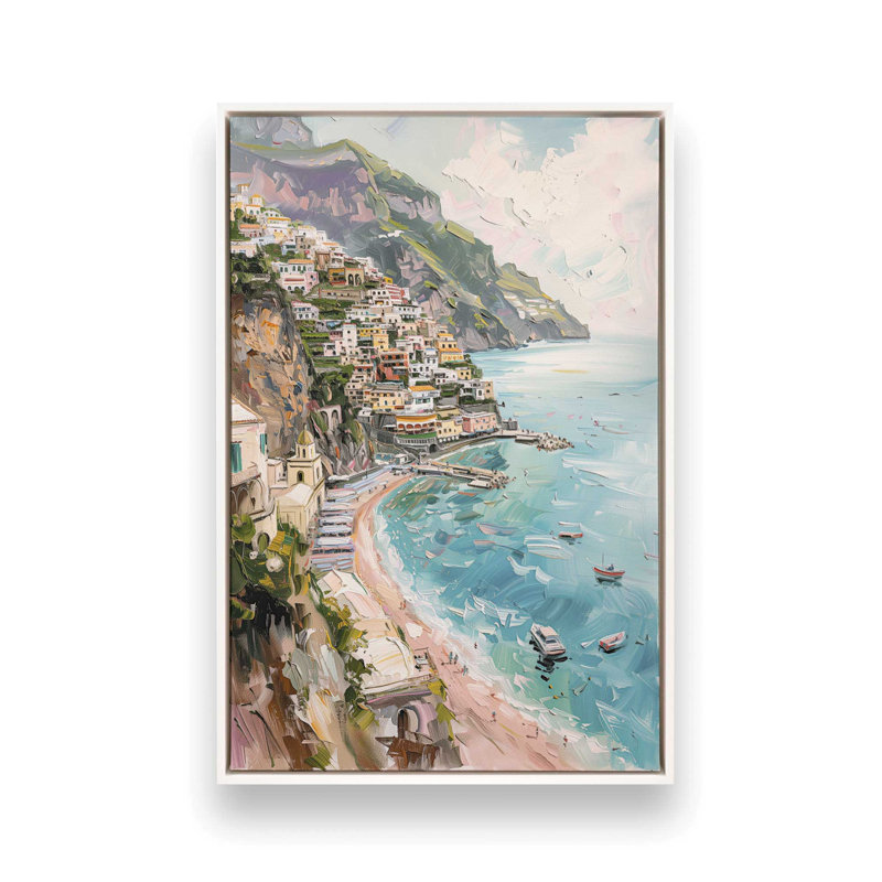 «Coastal Charm On Canvas» par Azure Artisanal Studio, reproduction, Cadre flottant blanc opaque