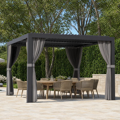 Aurora Universal 12'x 12' Mosquito Netting and Privacy Curtain Set Outdoor Patio Gazebo,UV Protection, Match To Louver Pergola