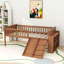 Lit mezzanine simple en bois avec tablette de rangement intégrée et glissade-151237366
