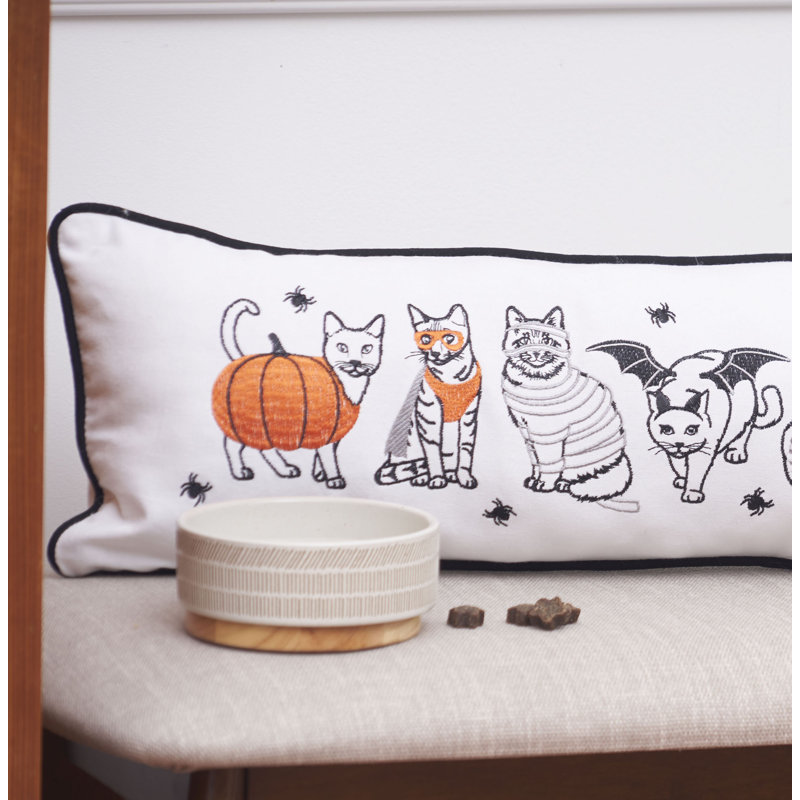 34" x 8" Halloween Cats Throw Pillow