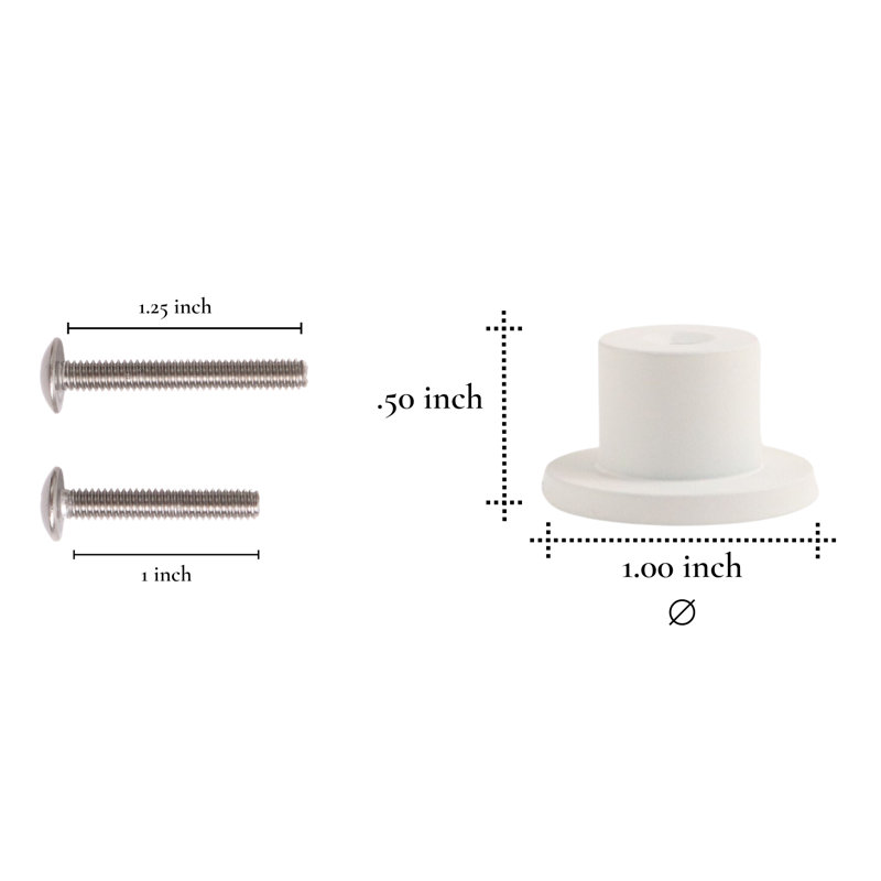 1" Diameter Circle Knob, Snow (White)