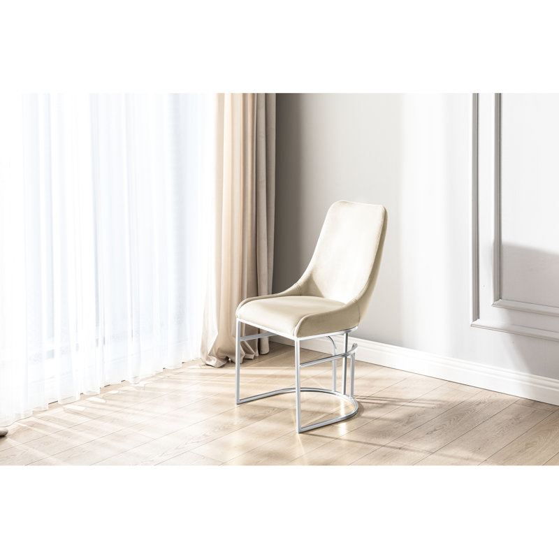 Chaises d'appoint modernes en velours beige, siège rectangulaire, salle à manger confortable, dossier uni, Beige
