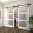 Black Double Door Barn Door Hardware Kit Standard Double-73566297