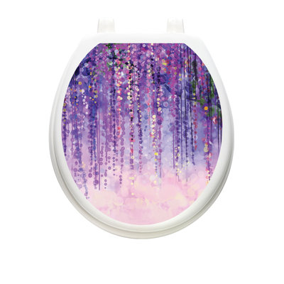 Modern Purple Rain Toilet Seat Decal – Toilet Tattoos Abstract Static Cling Vinyl Lid Cover Fits Round & Elongated Seats