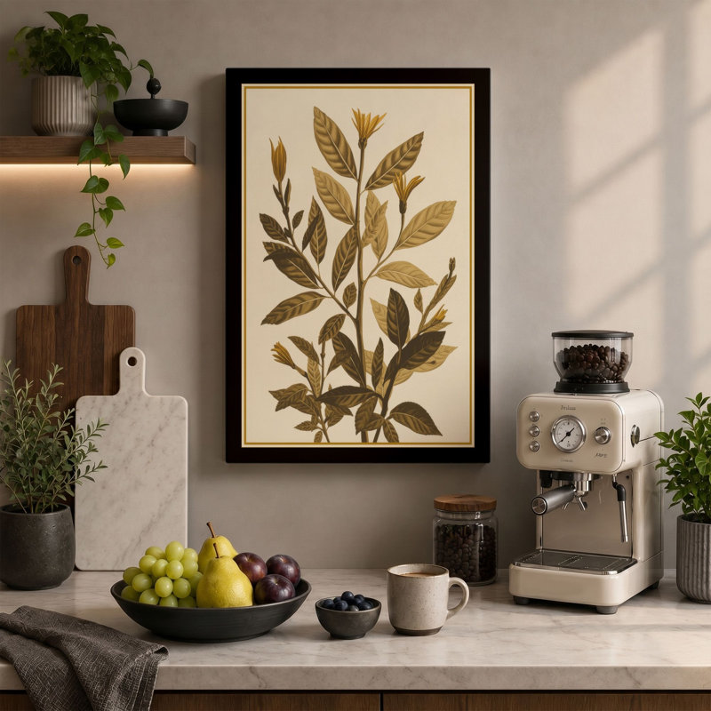 Single Stem Study Botanical - Wrapped Canvas, 30x20 - 76.2 x 50.8 cm, Cream Border