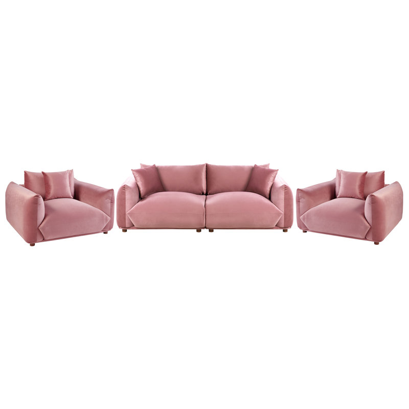Living Room Set Alexias, Pink Velvet