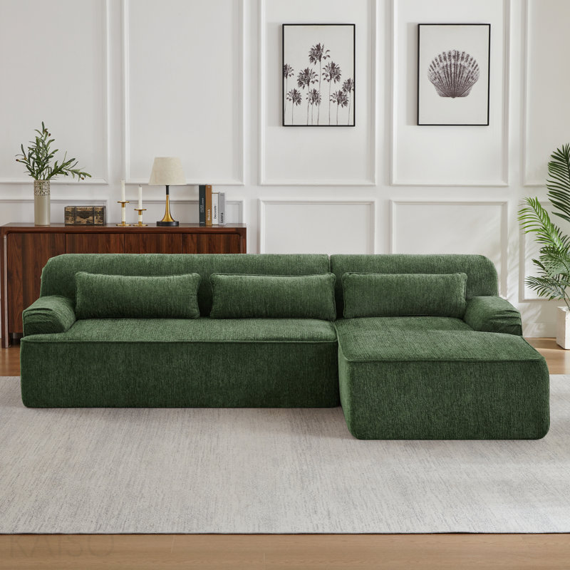 Canapé modulaire surdimensionné en L Chenille, design minimaliste, canapé-lit confortable pour les salons, les appartements et les espaces de réception